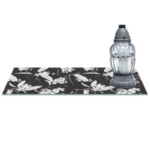 SZKLANA PODSTAWKA POD ZNICZE z dedykacją 60x20cm Kwiaty 363c