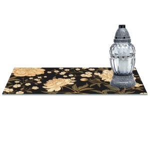 SZKLANA PODSTAWKA POD ZNICZE z dedykacją 60x20cm Piwonie 365c