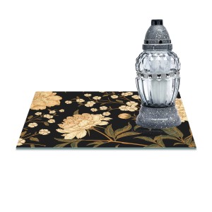 SZKLANA PODSTAWKA POD ZNICZE 40x30cm Piwonie 365b