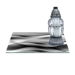 SZKLANA PODSTAWKA POD ZNICZE Z DEDYKACJĄ 30x20cm Jedwab 242a