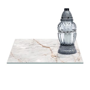 SZKLANA PODSTAWKA POD ZNICZE Z DEDYKACJĄ 30x20cm Marmur 376a