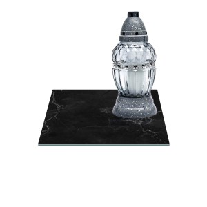 SZKLANA PODSTAWKA POD ZNICZE Z DEDYKACJĄ 35x35cm Marmur 377g