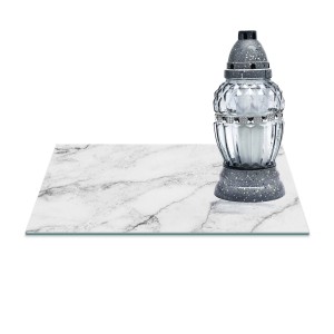 SZKLANA PODSTAWKA POD ZNICZE Z DEDYKACJĄ 30x20cm Marmur 379a