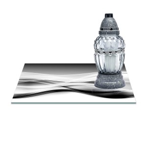 SZKLANA PODSTAWKA POD ZNICZE Z DEDYKACJĄ 30x20cm Fala 198a