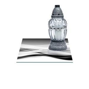 SZKLANA PODSTAWKA POD ZNICZE Z DEDYKACJĄ 35x35cm Fala 198g