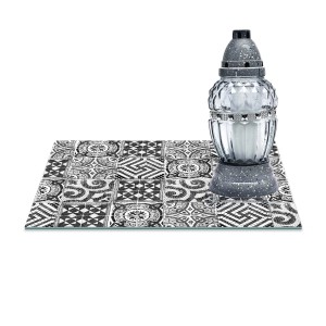 SZKLANA PODSTAWKA POD ZNICZE Z DEDYKACJĄ 30x20cm Mozajka 24a
