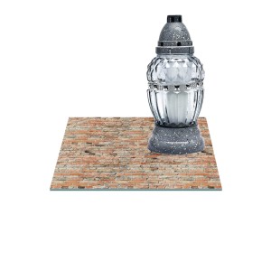 SZKLANA PODSTAWKA POD ZNICZE Z DEDYKACJĄ 35x35cm Mur 212g