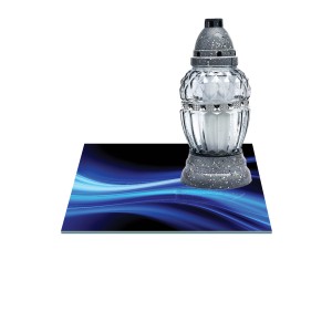 SZKLANA PODSTAWKA POD ZNICZE Z DEDYKACJĄ 35x35cm Fala 287g