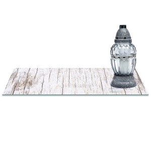 SZKLANA PODSTAWKA POD ZNICZE z dedykacją 60x30cm Dechy 115d