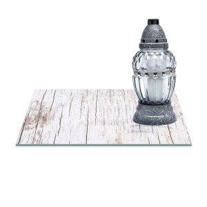 SZKLANA PODSTAWKA POD ZNICZE Z DEDYKACJĄ 30x20cm Dechy 115a