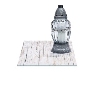 SZKLANA PODSTAWKA POD ZNICZE Z DEDYKACJĄ 25x25cm Dechy 115e
