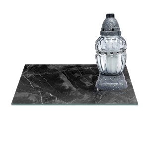 SZKLANA PODSTAWKA POD ZNICZE Z DEDYKACJĄ 30x20cm Obsydian 257a