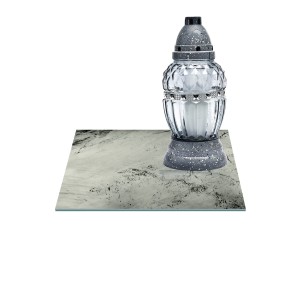 SZKLANA PODSTAWKA POD ZNICZE Z DEDYKACJĄ 30x30cm Marmur 33f