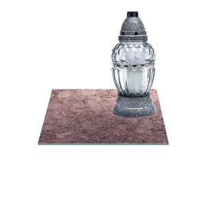 SZKLANA PODSTAWKA POD ZNICZE Z DEDYKACJĄ 30x30cm Złoto 39f