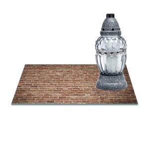 SZKLANA PODSTAWKA POD ZNICZE Z DEDYKACJĄ 30x20cm Mur 215a