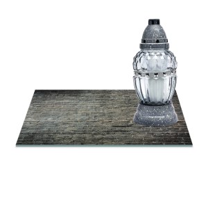 SZKLANA PODSTAWKA POD ZNICZE Z DEDYKACJĄ 30x20cm Mur 206a