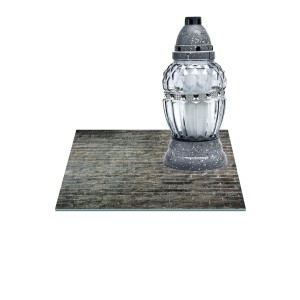 SZKLANA PODSTAWKA POD ZNICZE Z DEDYKACJĄ 40x40cm Mur 206h