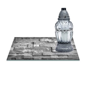 SZKLANA PODSTAWKA POD ZNICZE Z DEDYKACJĄ 30x20cm Cegły 35a