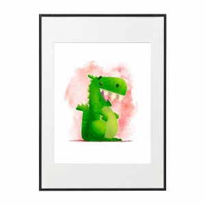 PLAKAT DZIECIĘCY W RAMIE DUŻY - Zielony dinozaur