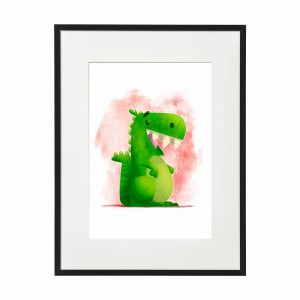 PLAKAT DZIECIĘCY W RAMIE MAŁY - Zielony dinozaur