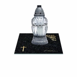 SZKLANA PODSTAWKA POD ZNICZE 25x25cm 496e + napis