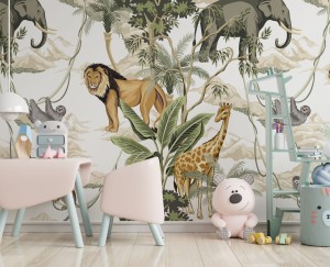 FOTOTAPETA DZIECIĘCA - Zwierzęta w dżungli